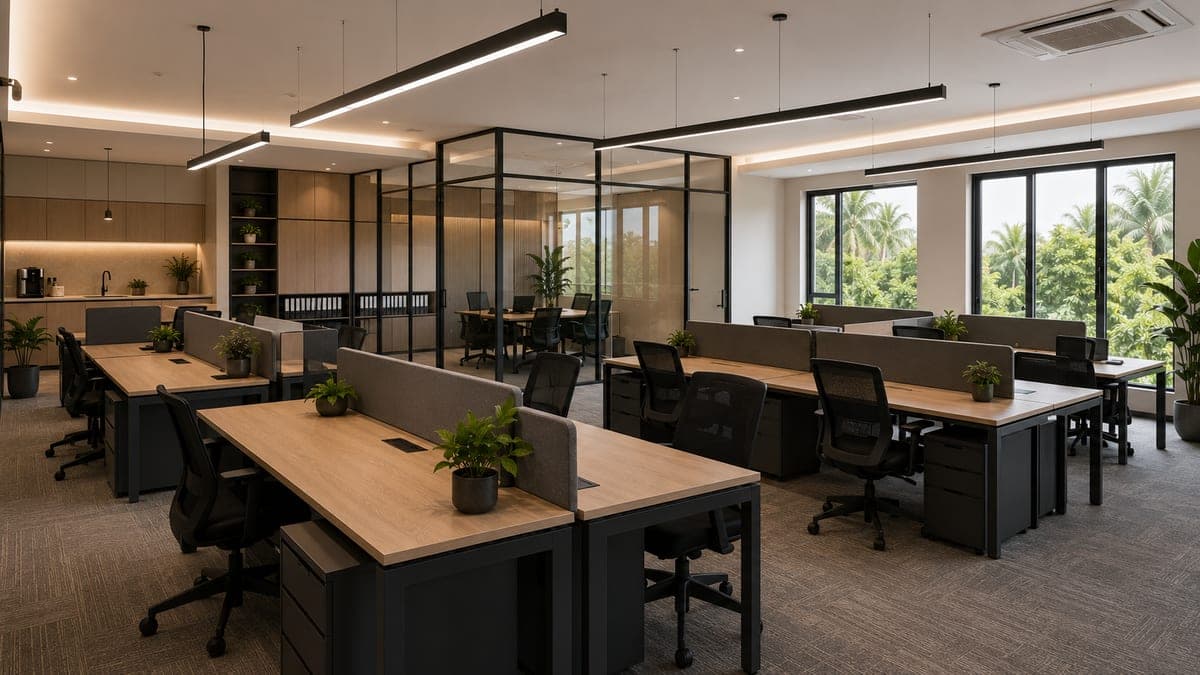 Office workstations. Concept render.